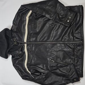 Distoration Black Leather Vegan Motorcycle Jacket